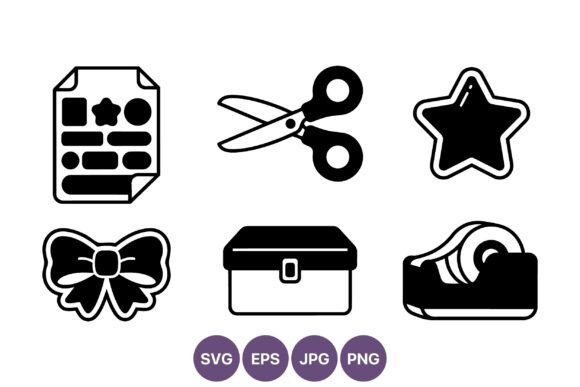 Craft Supplies Black White Vector Icons Review