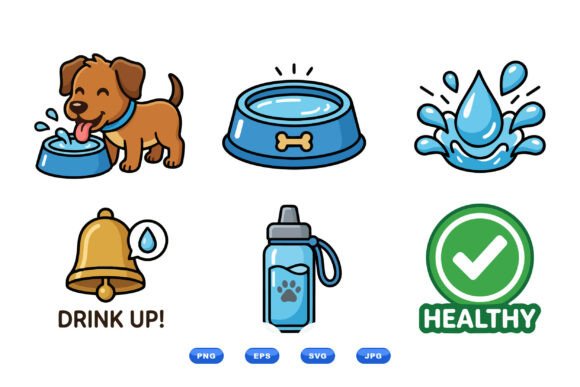 Cute Dog Drinking Water Icons Review