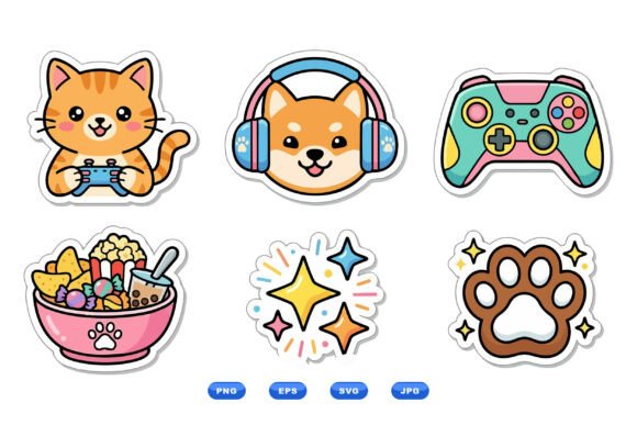Cute Gamer Pets Vector Set Review for Embroidery