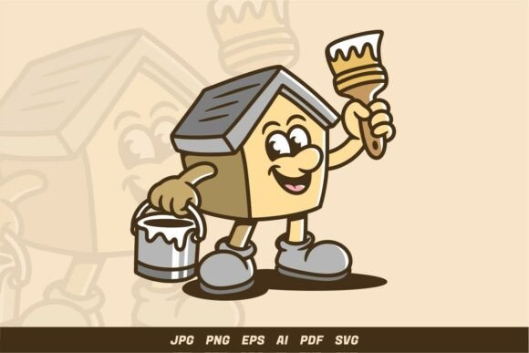 Cute House Painter Mascot Illustration Review