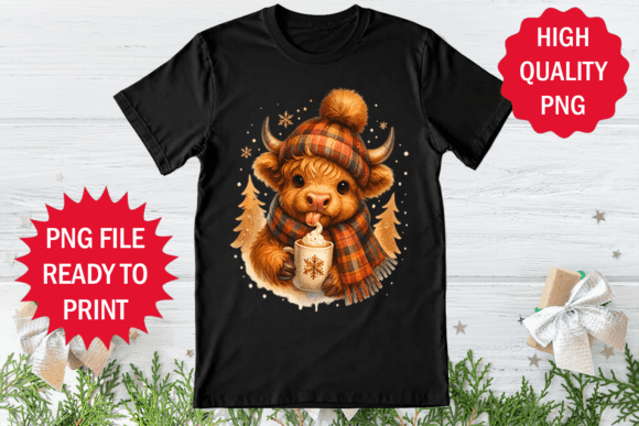 Highland Cow Cold Coffee T-shirt Design Review