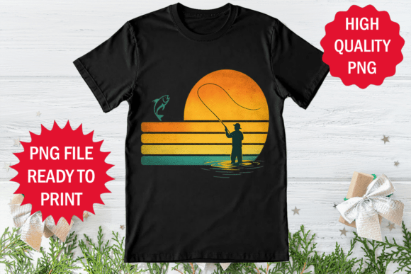 Is Fishing Lover Retro T-shirt Design Png Ready for the Hoop?